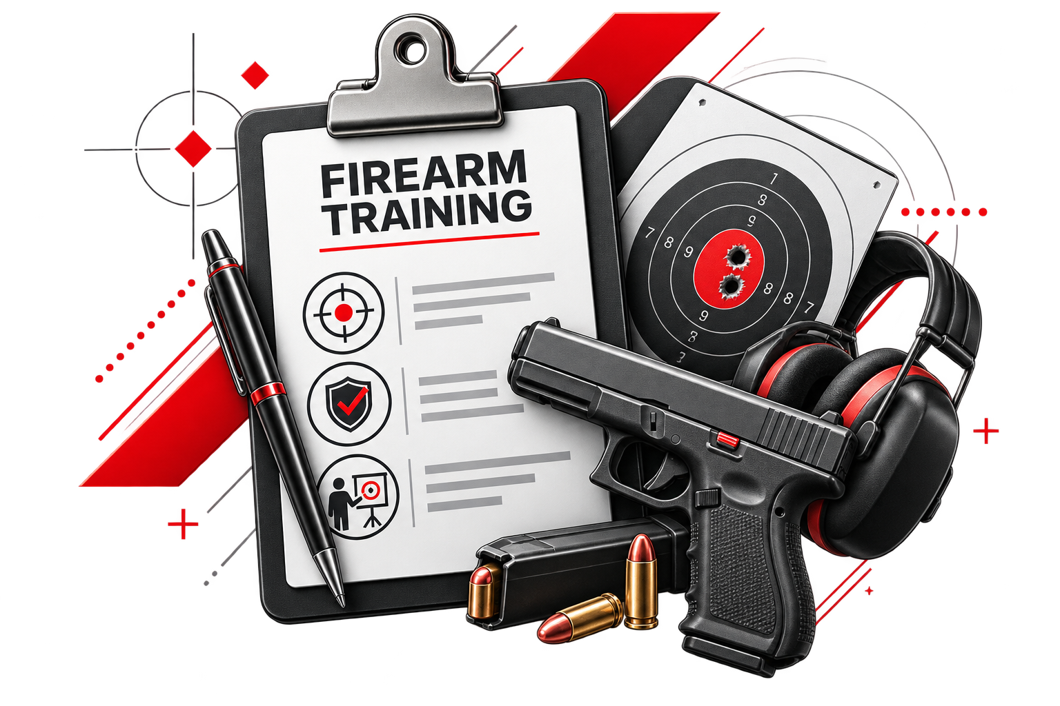 Professional firearm training illustration